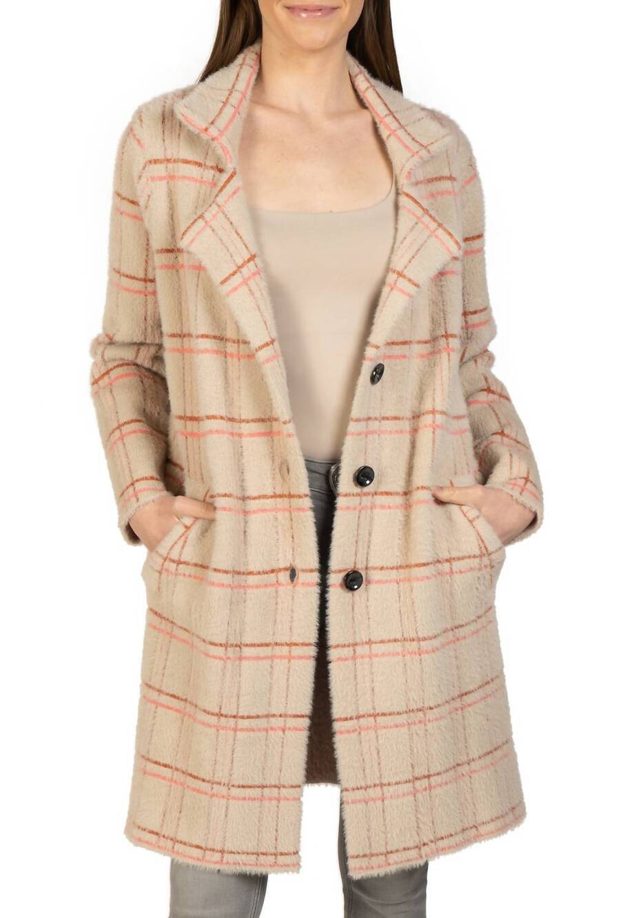 NEW LOVE TOKEN eve button down coatigan in beige